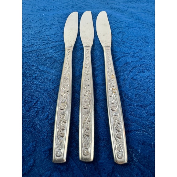 Unbranded Other - San Souci Stainless Utica Vine Scroll 3 Dinner knives 8 1/2" Stainless Japan